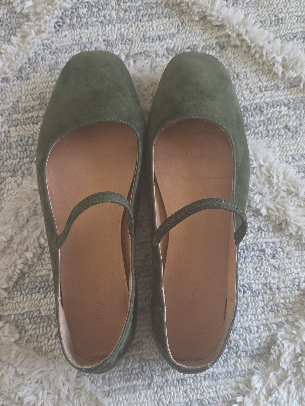 Madewell Olive Mary Jane Flats with Single Strap
